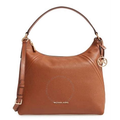 orange color michael kors aria pebble leather shoulder bag